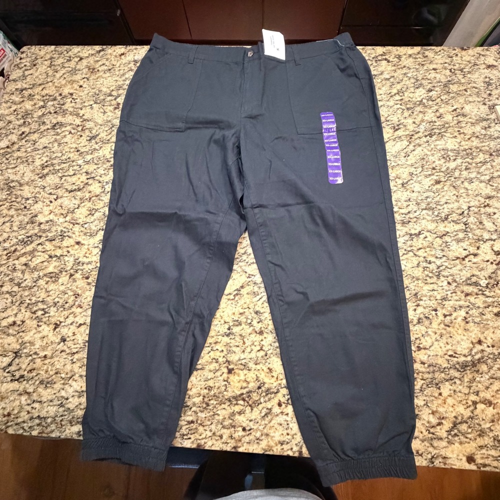 NEW Gap Womens Twill Jogger Pants Black XXL New With Tags Elastic Cuff Casual ws